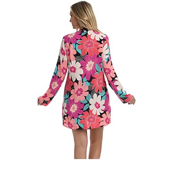 La Blanca MULTI IN FULL BLOOM Lace Front Tunic Dress Swim Cover Up Size S . - Picture 3 of 9